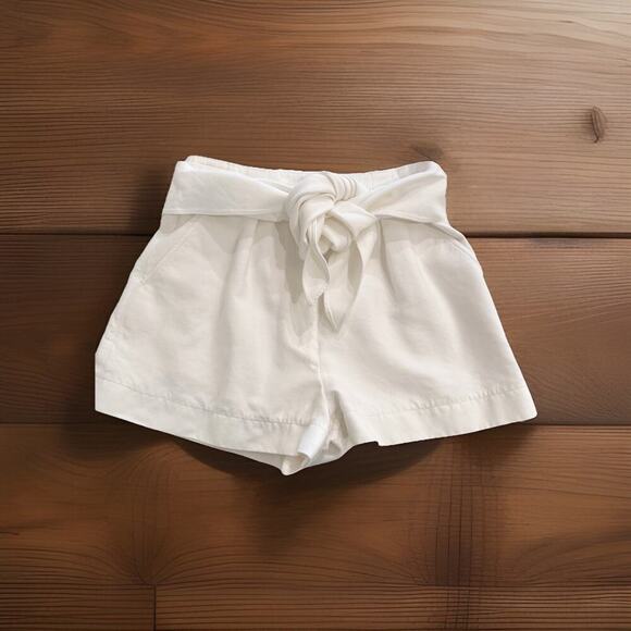 Tibi Shorts Women’s Size 2 White Cotton Tie High Waist - Picture 1 of 14